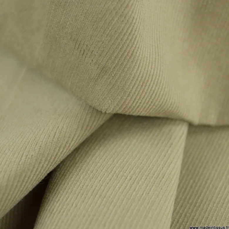 Tissu velours côtelé milleraies coton beige