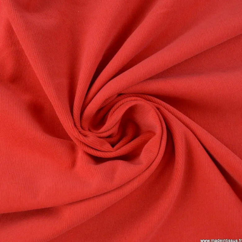Tissu velours côtelé milleraies coton Rouge