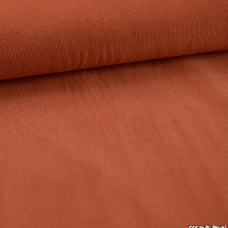 Tissu velours côtelé milleraies Terracotta