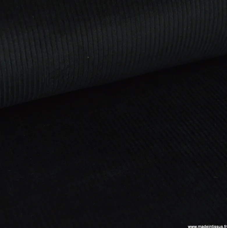 Tissu Velours côtelé Stretch Noir - oeko tex