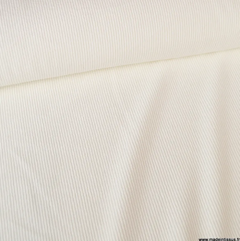 Tissu Velours côtelé washé blanc cassé - oeko tex