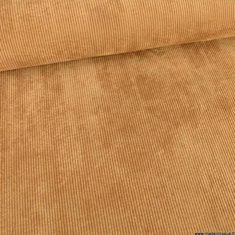 Tissu Velours côtelé washé camel - oeko tex