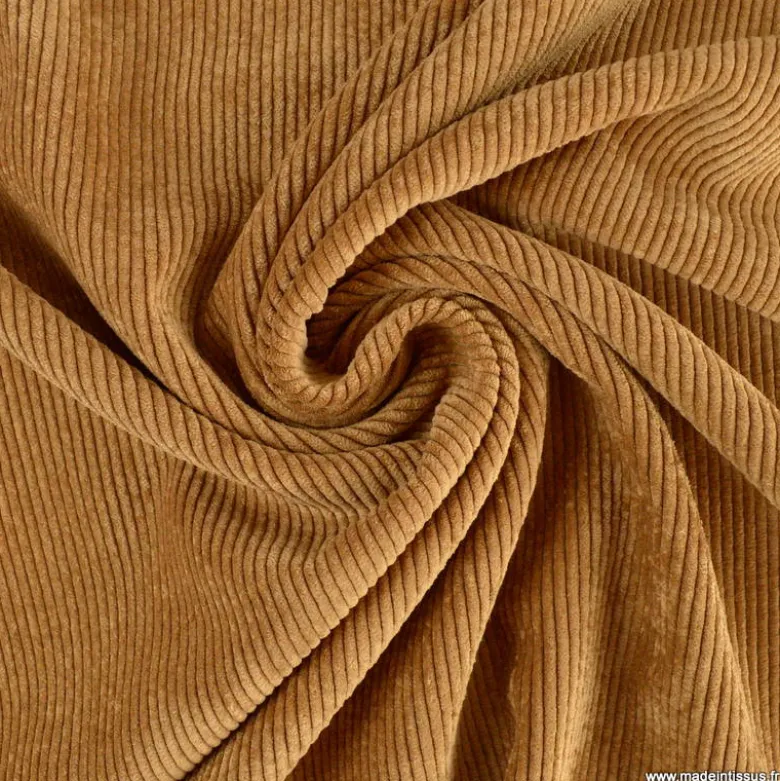 Tissu Velours côtelé washé camel - oeko tex