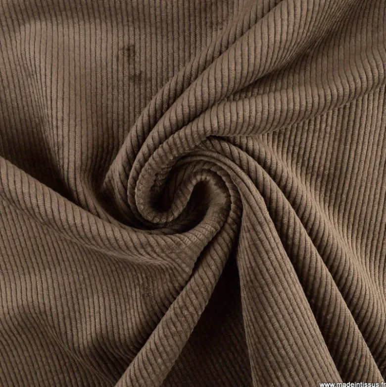 Tissu Velours côtelé washé Chocolat - oeko tex