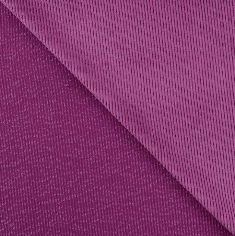 Tissu Velours côtelé washé Cyclamen - oeko tex
