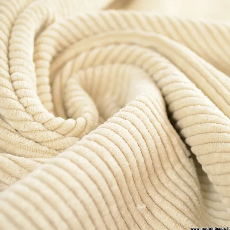 Tissu Velours côtelé washé Ecru - oeko tex