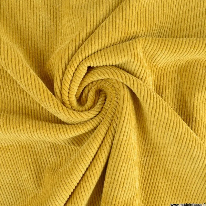 Tissu Velours côtelé washé moutarde - oeko tex