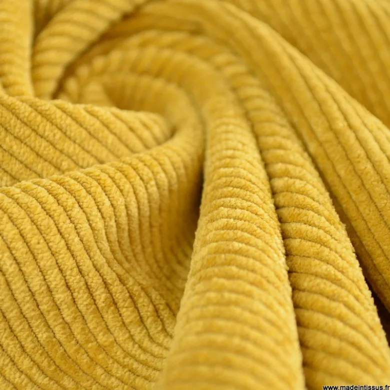 Tissu Velours côtelé washé moutarde - oeko tex