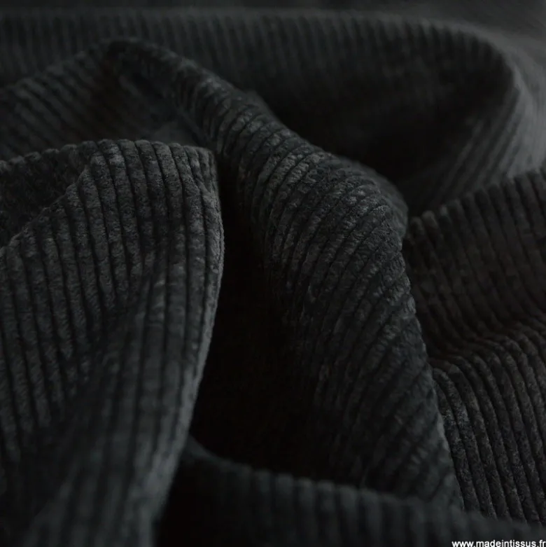 Tissu Velours côtelé washé Noir - oeko tex