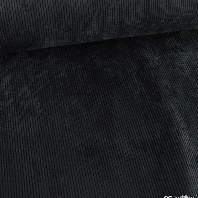 Tissu Velours côtelé washé Noir - oeko tex