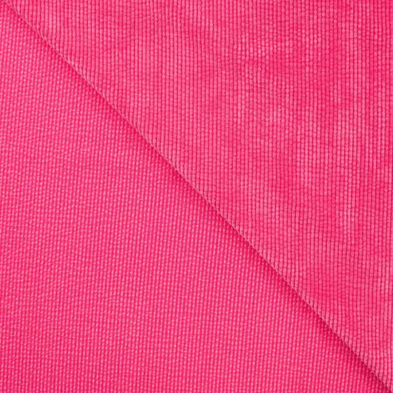 Tissu Velours côtelé washé Rose Fuchsia - oeko tex