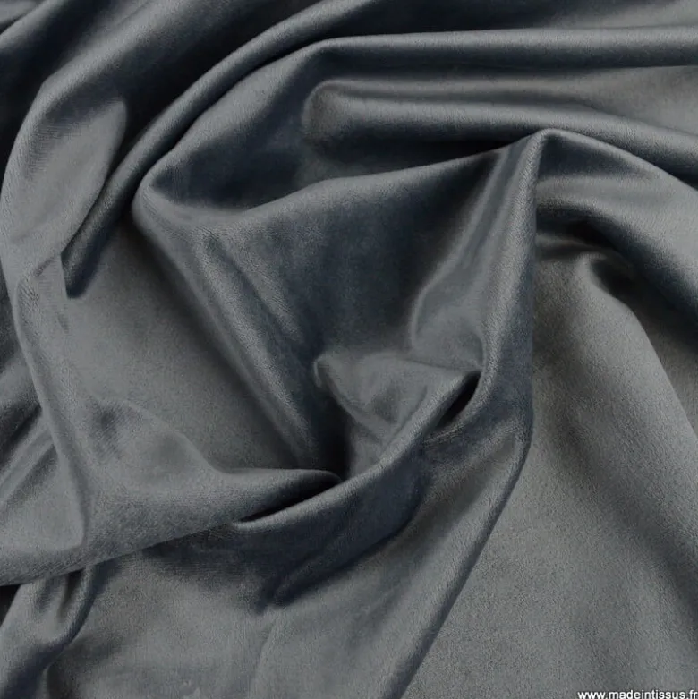 Tissu velours d'ameublement coloris Gris