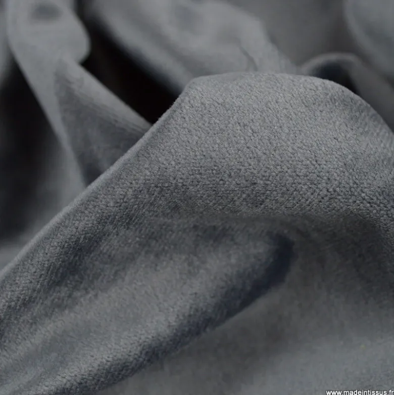 Tissu velours d'ameublement coloris Gris