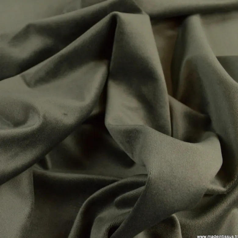 Tissu velours d'ameublement coloris Taupe