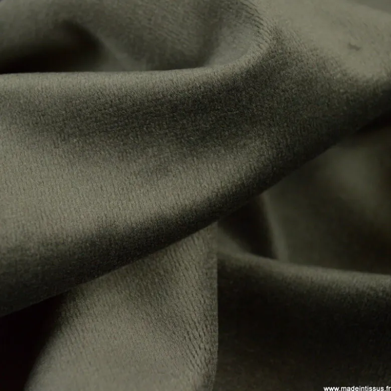 Tissu velours d'ameublement coloris Taupe