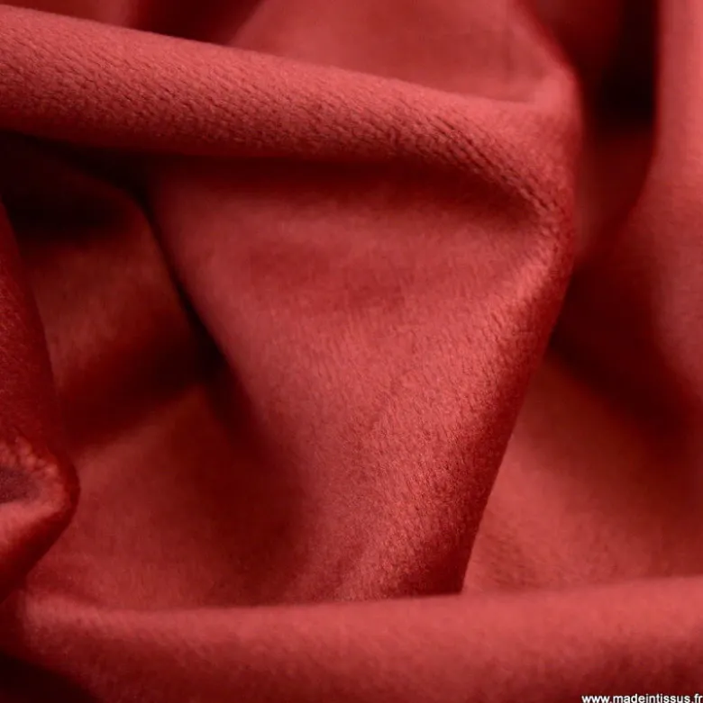 Tissu velours d'ameublement coloris rouge/bordeaux