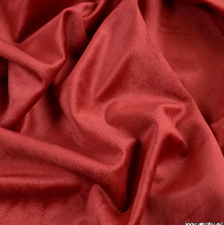 Tissu velours d'ameublement coloris rouge/bordeaux