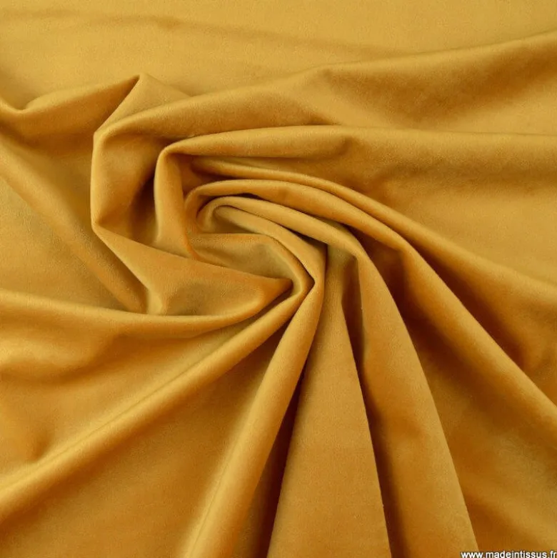 Tissu velours d'ameublement coloris Moutarde