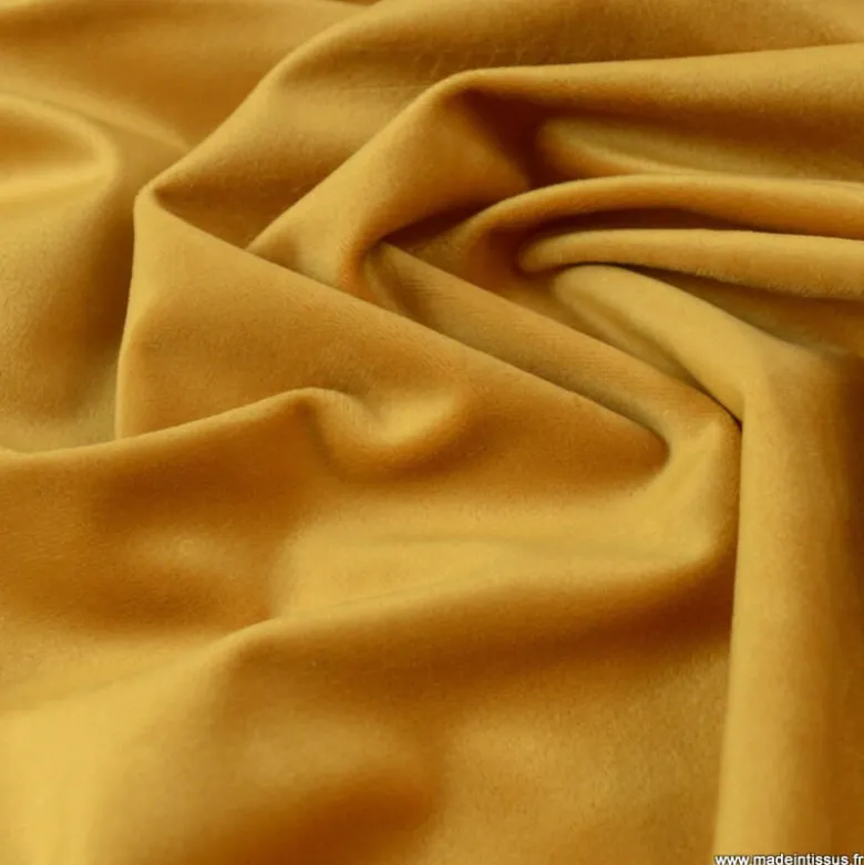 Tissu velours d'ameublement coloris Moutarde