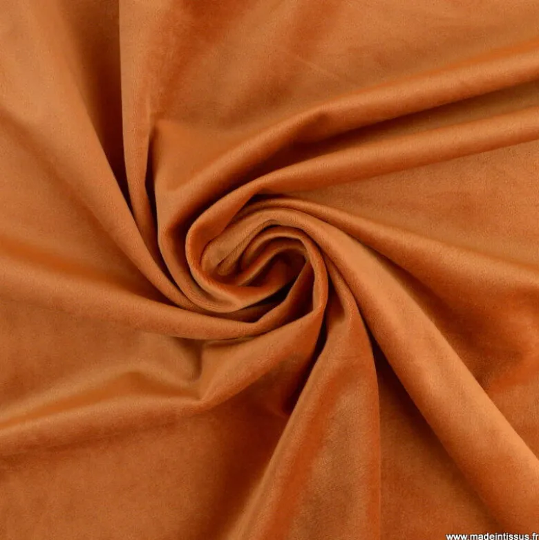 Tissu velours d'ameublement coloris Rouille