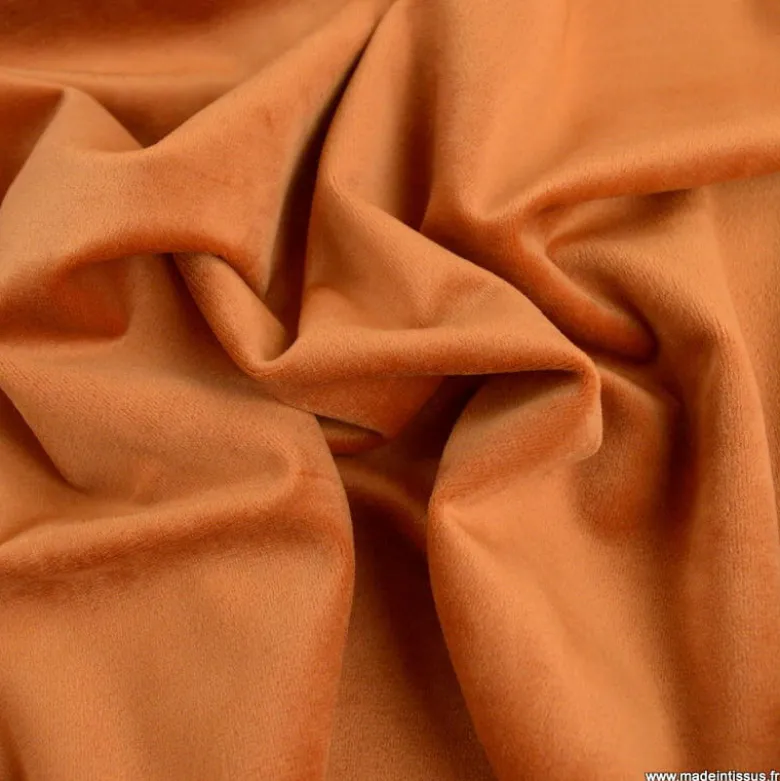 Tissu velours d'ameublement coloris Rouille