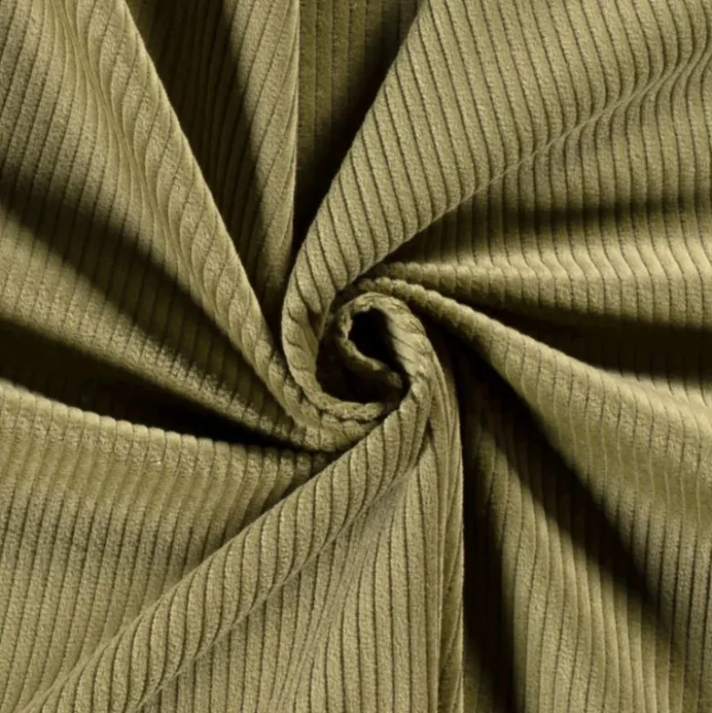 Tissu Velours grosses côtes vert Olive - OEKO TEX
