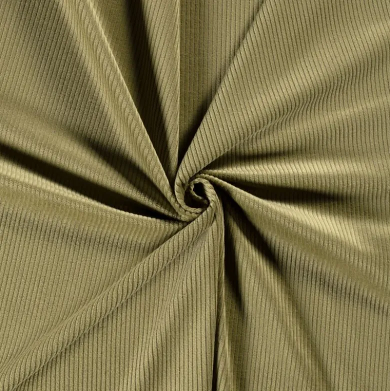 Tissu Velours grosses côtes vert Olive - OEKO TEX