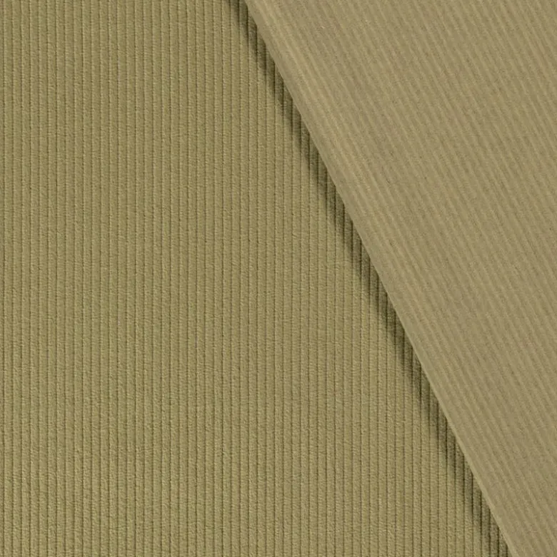 Tissu Velours grosses côtes vert Olive - OEKO TEX