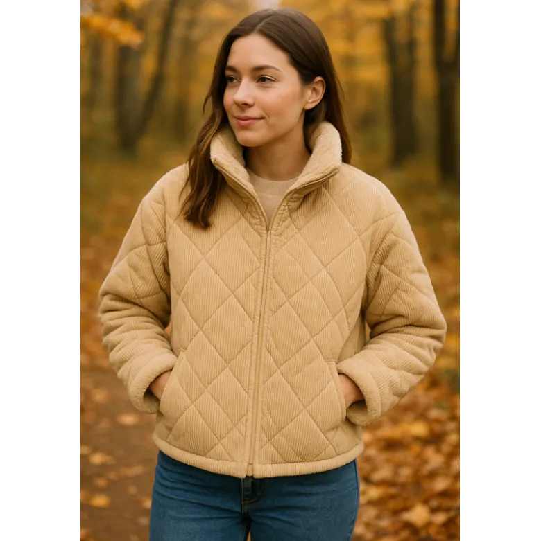 Tissu velours matelassé lourd envers doudou - Beige