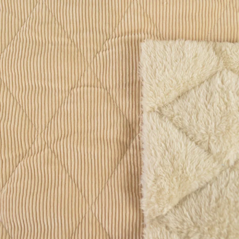 Tissu velours matelassé lourd envers doudou - Beige
