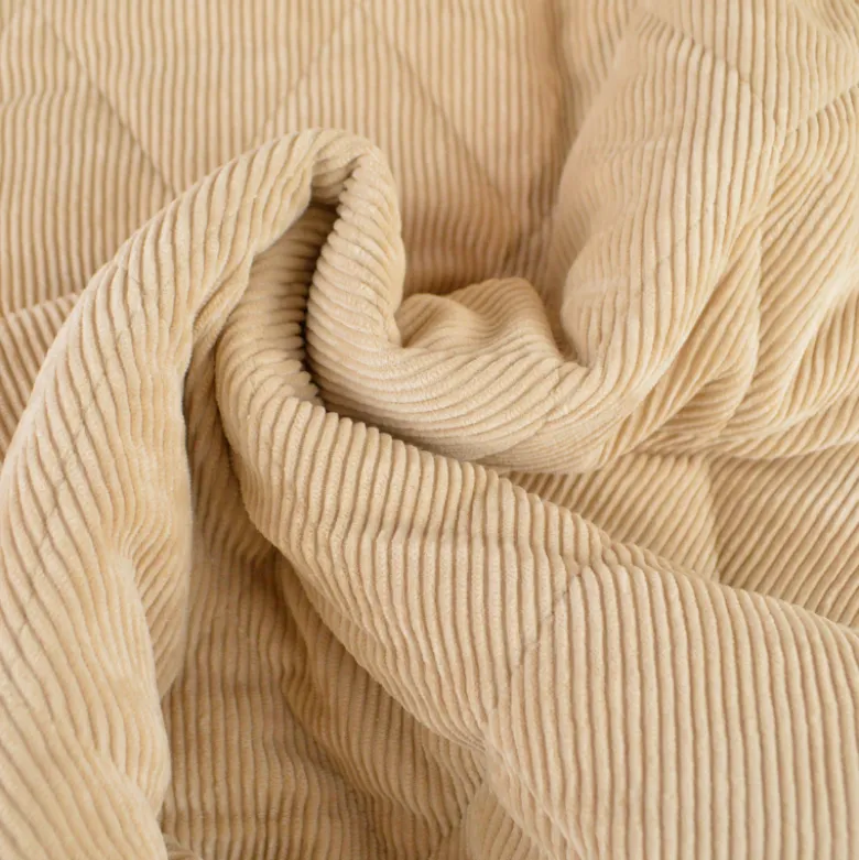 Tissu velours matelassé lourd envers doudou - Beige