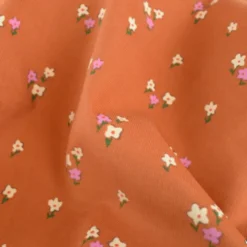 Tissu velours milleraies Joyflo motif fleurs rouille et écru - OEKO TEX