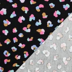 Tissu velours milleraies Poppy motif léopard fond noir - OEKO TEX
