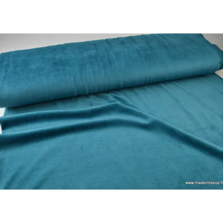 Tissu velours rasé pyjamas nicky Petrole