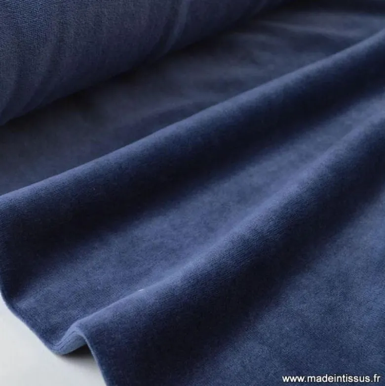 Tissu velours rasé pyjamas nicky Bleu Marine