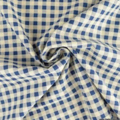 Tissu vichy en coton lavé - Bleu marine