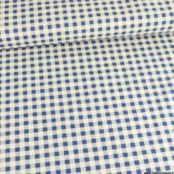 Tissu vichy en coton lavé - Bleu marine