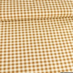 Tissu vichy en coton lavé - Camel - caramel