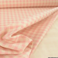 Tissu vichy en coton lavé - Rose