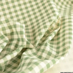 Tissu vichy en coton lavé - vert prairie