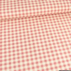 Tissu vichy en coton lavé - Vieux rose
