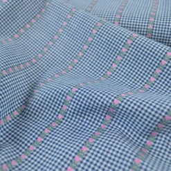 Tissu vichy et rayures jacquard - motif fleurs