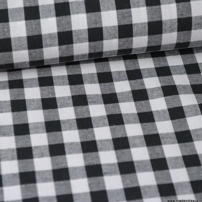 Tissu vichy grands carreaux coloris Noir - OEKO TEX