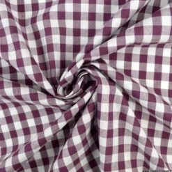 Tissu vichy grands carreaux sur Popeline coloris Aubergine - OEKO TEX