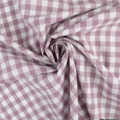 Tissu vichy grands carreaux sur Popeline coloris Mauve - OEKO TEX