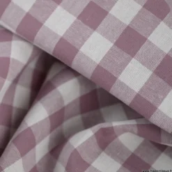 Tissu vichy grands carreaux sur Popeline coloris Mauve - OEKO TEX