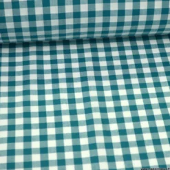 Tissu vichy grands carreaux sur Popeline coloris pétrole - OEKO TEX