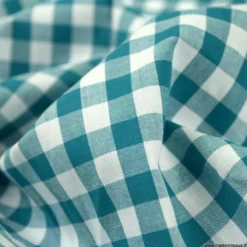 Tissu vichy grands carreaux sur Popeline coloris pétrole - OEKO TEX