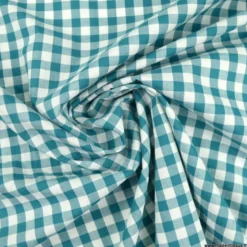 Tissu vichy grands carreaux sur Popeline coloris pétrole - OEKO TEX