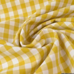 Tissu vichy grands carreaux sur Popeline coloris Moutarde - OEKO TEX